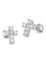 lovely tiny sterling silver baby cross earrings